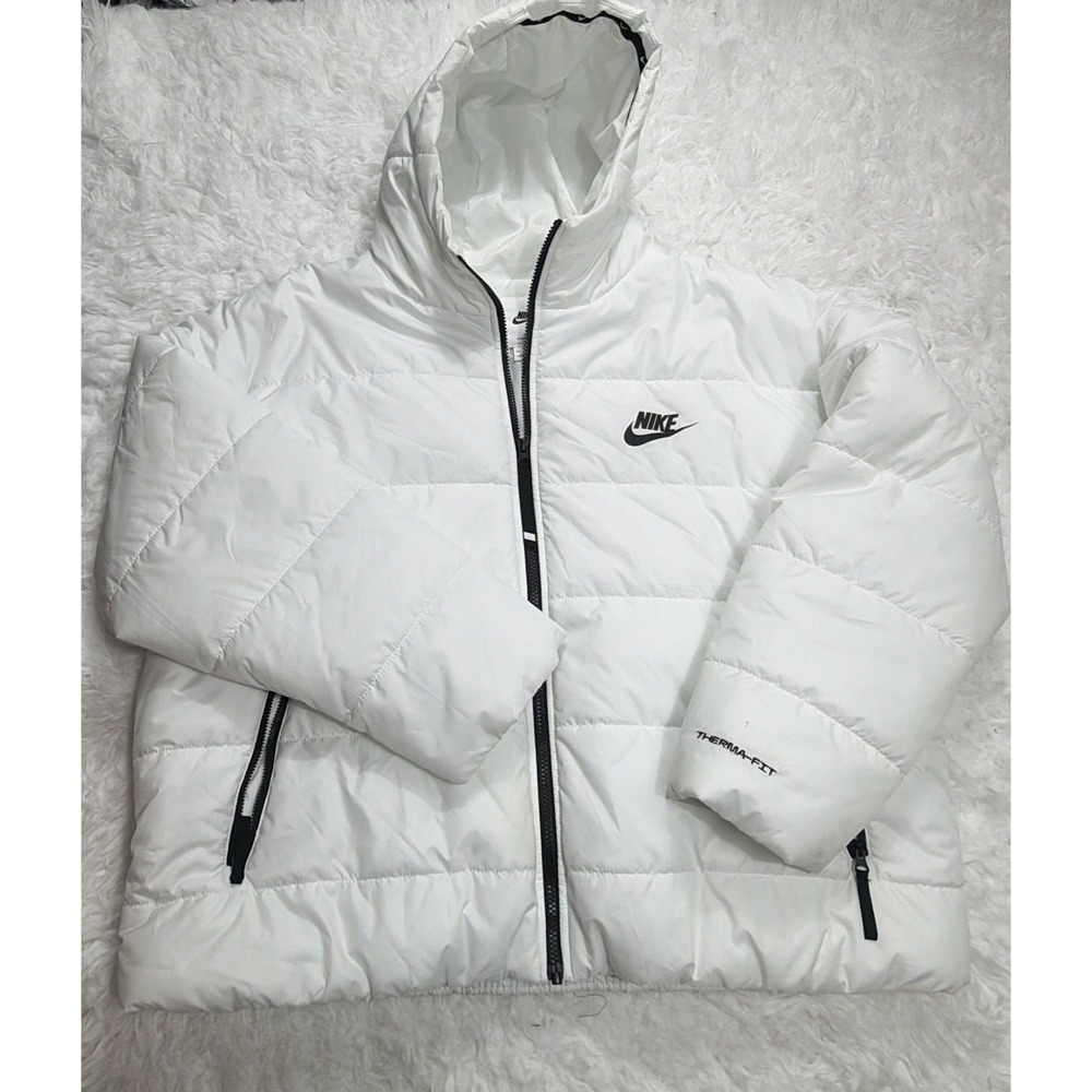 Nike Sportswear Club Therma-FIT Puffer Jacket White Men's Size XXL Hooded Puff